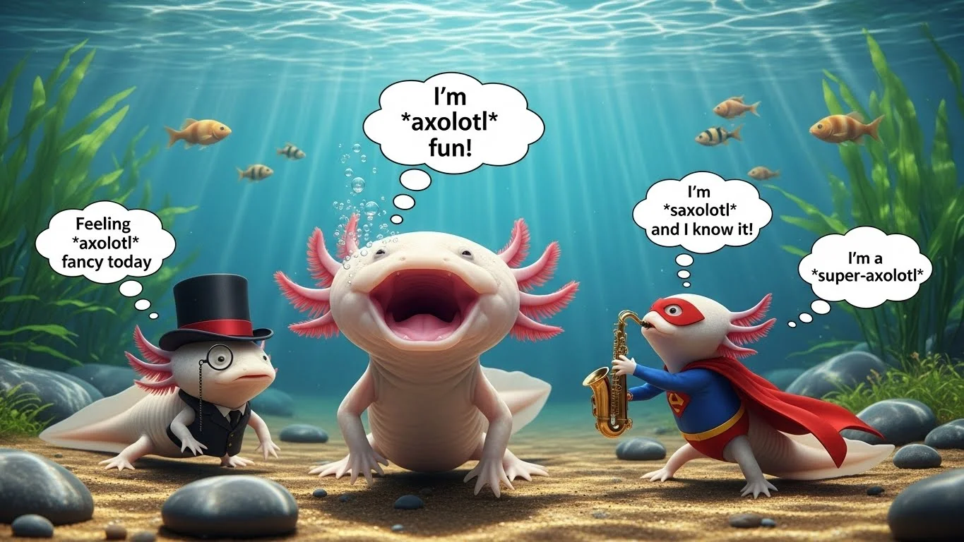 Clever Axolotl puns Wordplay