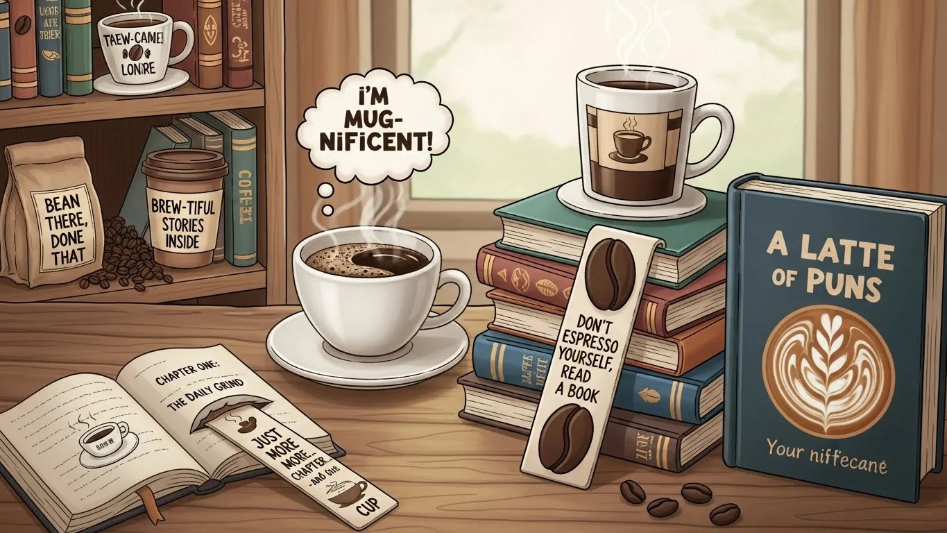 Funny Coffee and Book Puns Captions