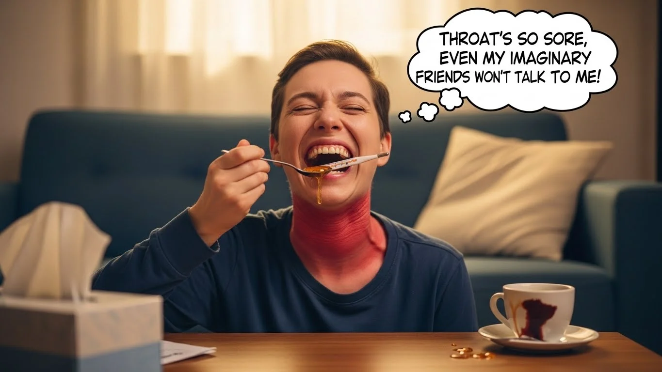 Funny sore throat jokes Captions