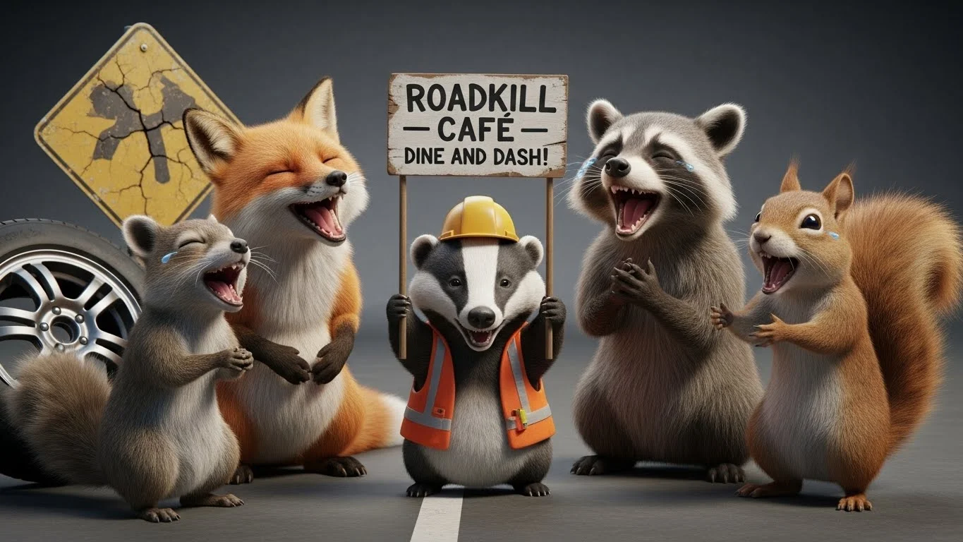 Iconic Sayings with a road kill jokes